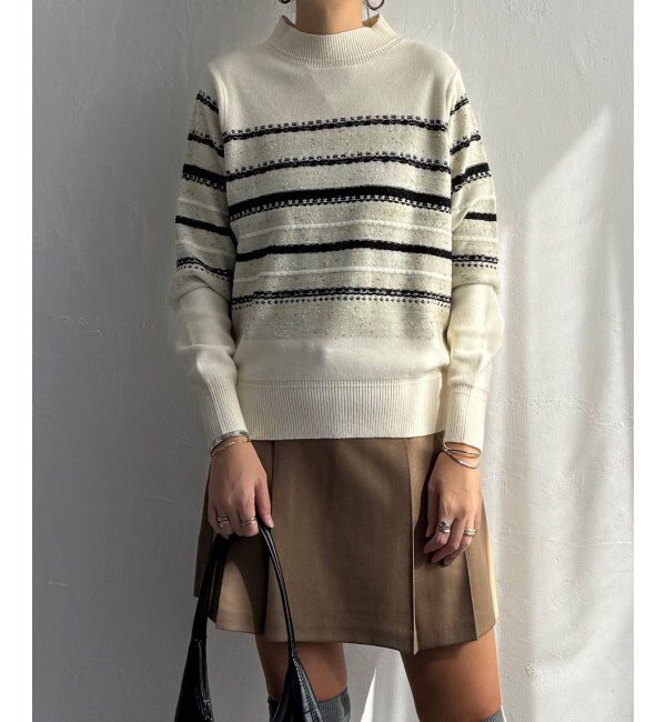 Lbc with Life「ラメネップボーダーニットPO」|カーディガン|