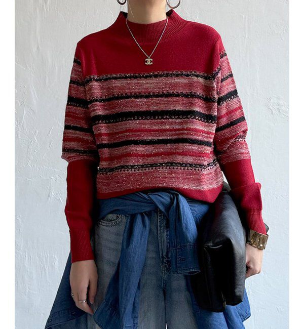 Lbc with Life「ラメネップボーダーニットPO」|カーディガン|