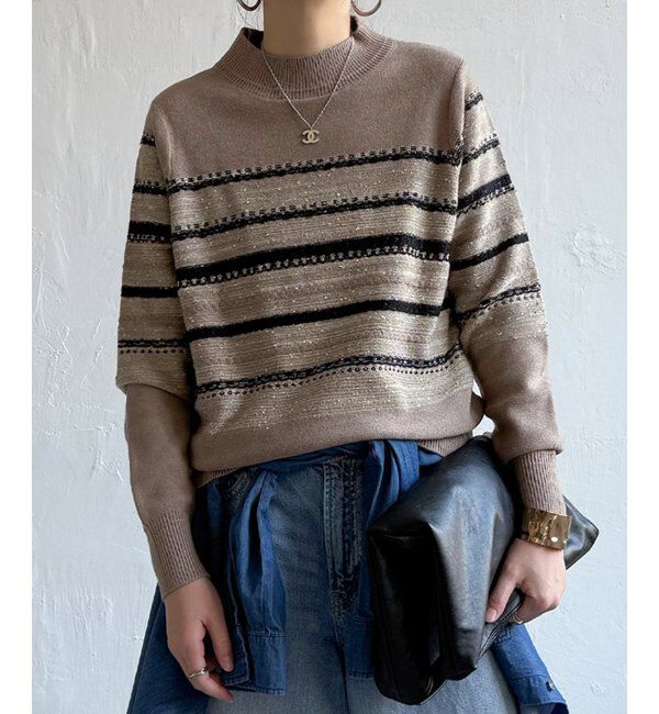 Lbc with Life「ラメネップボーダーニットPO」|カーディガン|