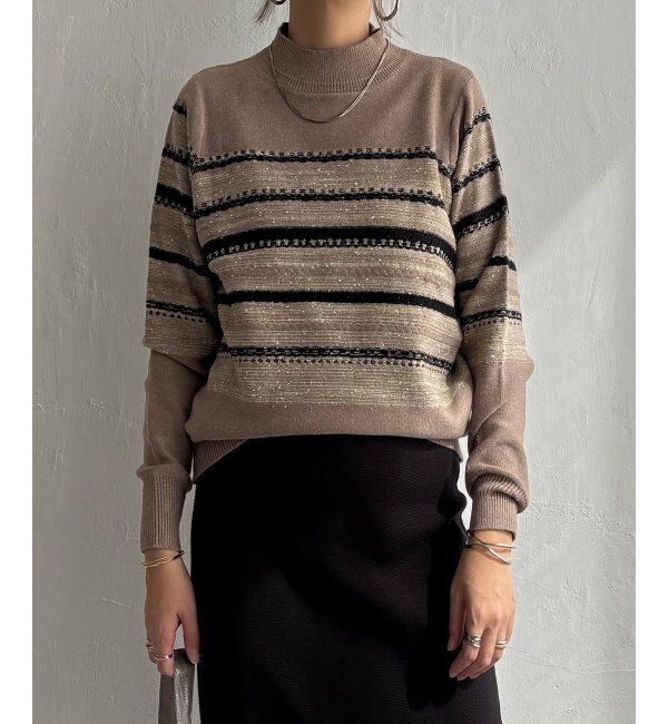 Lbc with Life「ラメネップボーダーニットPO」|カーディガン|