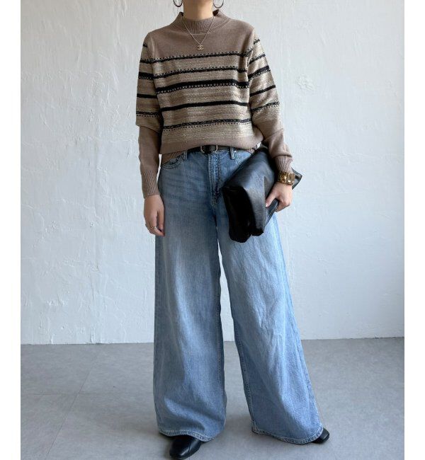 Lbc with Life「ラメネップボーダーニットPO」|カーディガン|