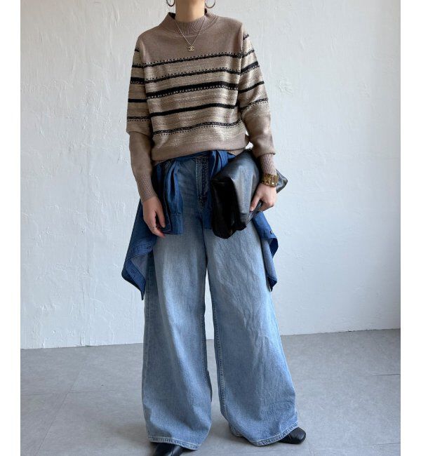 Lbc with Life「ラメネップボーダーニットPO」|カーディガン|