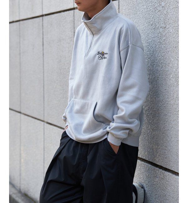 VENCE share style「フェイクスウェードヒゲ刺繍ハーフZIP」|その他|グレイ