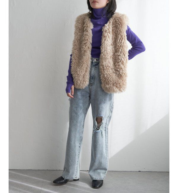 VENCE share style「ボリュームフェイクファーベスト」|ニット・セーター|