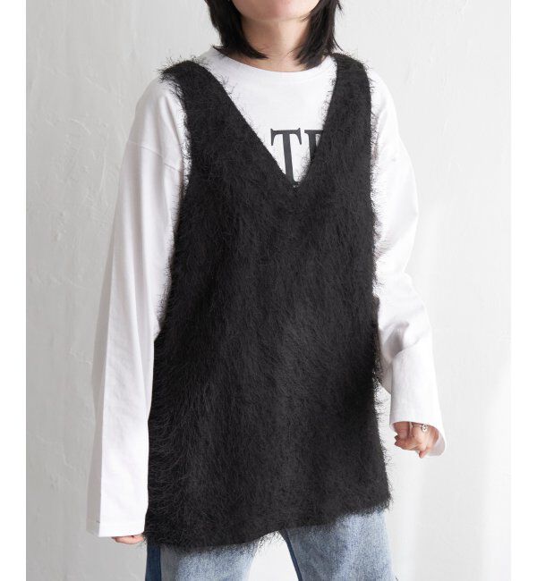 VENCE share style「シャギーノースリーブ」|ニット・セーター|ブラック