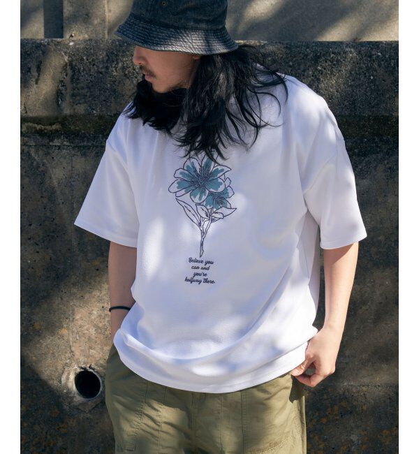 VENCE share style「梨地花柄刺繍Tシャツ」|Tシャツ・カットソー|オフホワイト