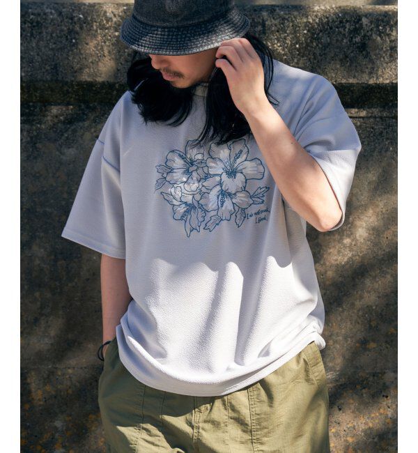 VENCE share style「梨地花柄刺繍Tシャツ」|Tシャツ・カットソー|