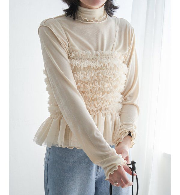 VENCE share style「チュールキャミソール」|タンクトップ|オフホワイト