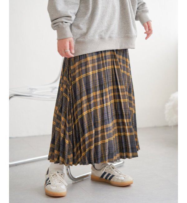 VENCE share style「チェックプリーツスカート」|スカート|イエロー