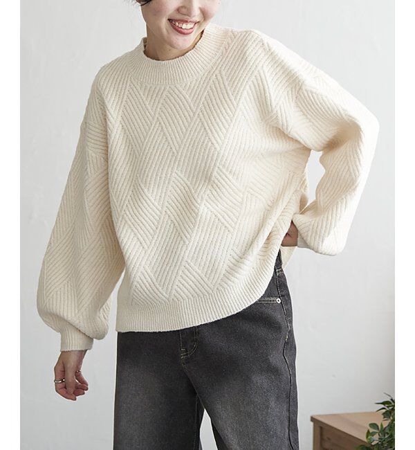 VENCE share style「ブークレダイヤ柄ニット」|ニット・セーター|オフホワイト