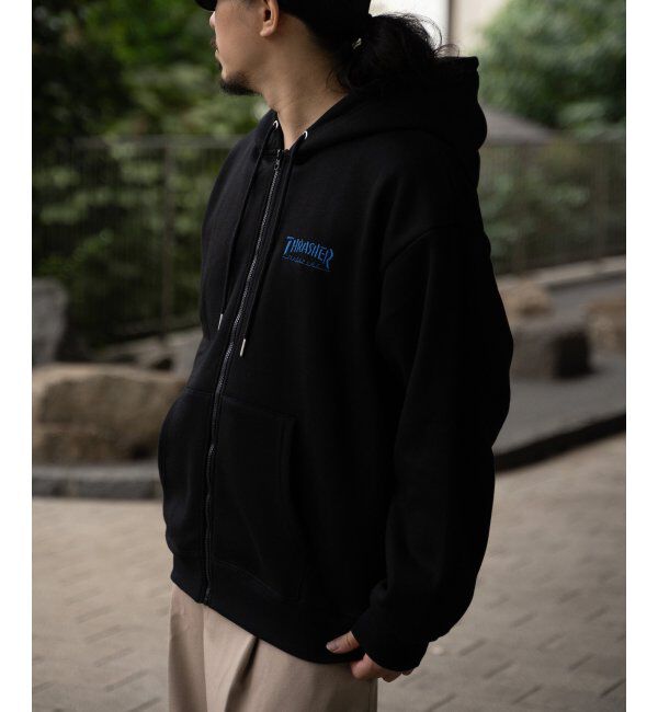 VENCE share style「THRASHER スラッシャー ジップパーカー」|カーディガン|ブラック