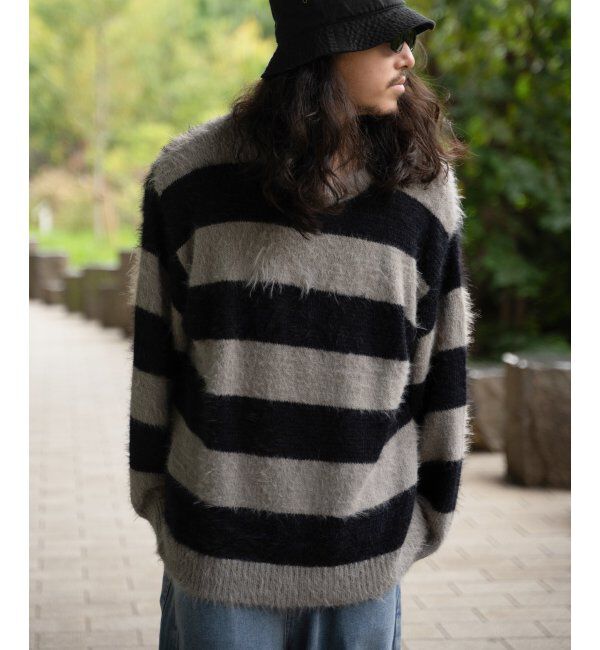 VENCE share style「ボーダーシャギークルーネックニット」|その他|