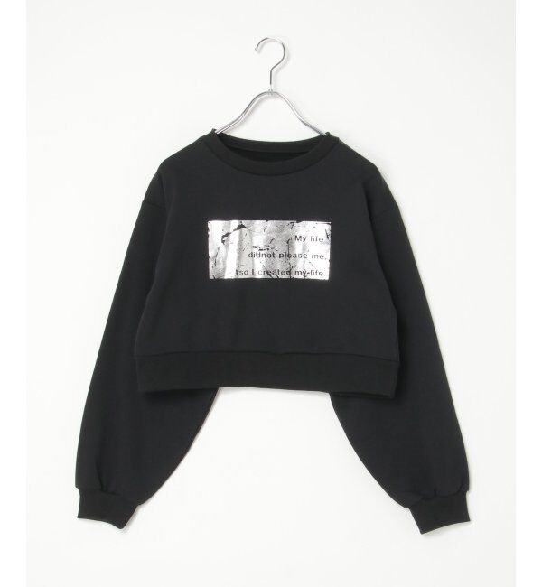VENCE share style「裏起毛箔プリントクロップドスウェット」|スウェット・ジャージ|ブラック