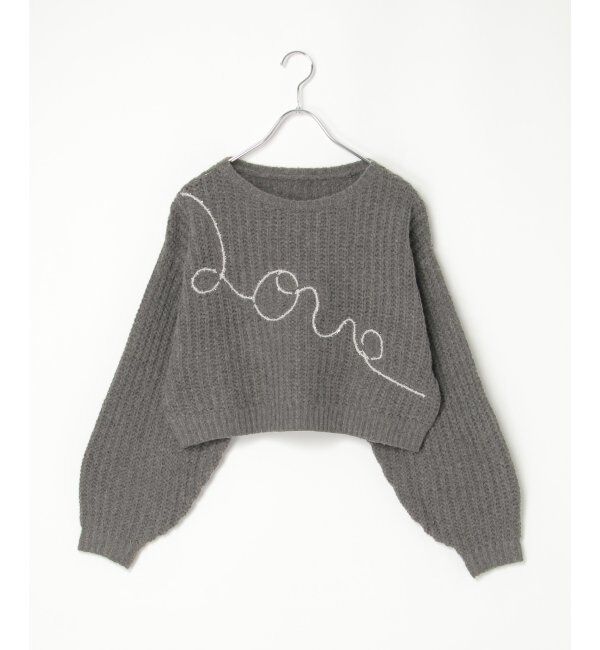 VENCE share style「ウールタッチ刺繍クリップドプルオーバー」|ニット・セーター|チャコール