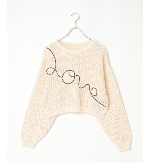 VENCE share style「ウールタッチ刺繍クリップドプルオーバー」|ニット・セーター|アイボリー