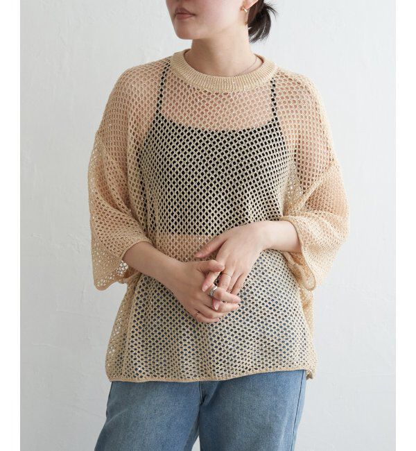VENCE share style「7Gスパンコールメッシュショートプルオーバー」|ニット・セーター|