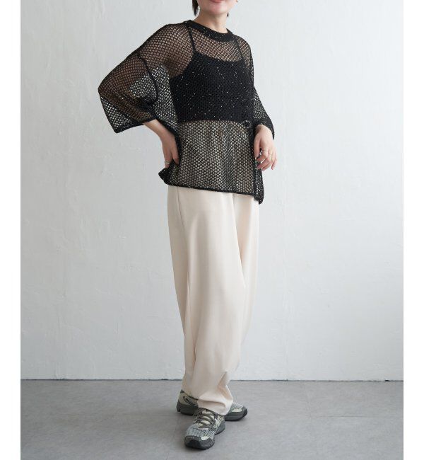 VENCE share style「7Gスパンコールメッシュショートプルオーバー」|ニット・セーター|