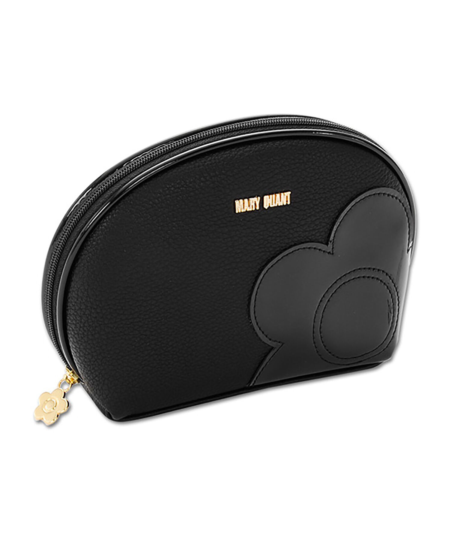 MARY QUANT「シュリンクデイジーパッチ ラウンドポーチL」|ポーチ|ブラック