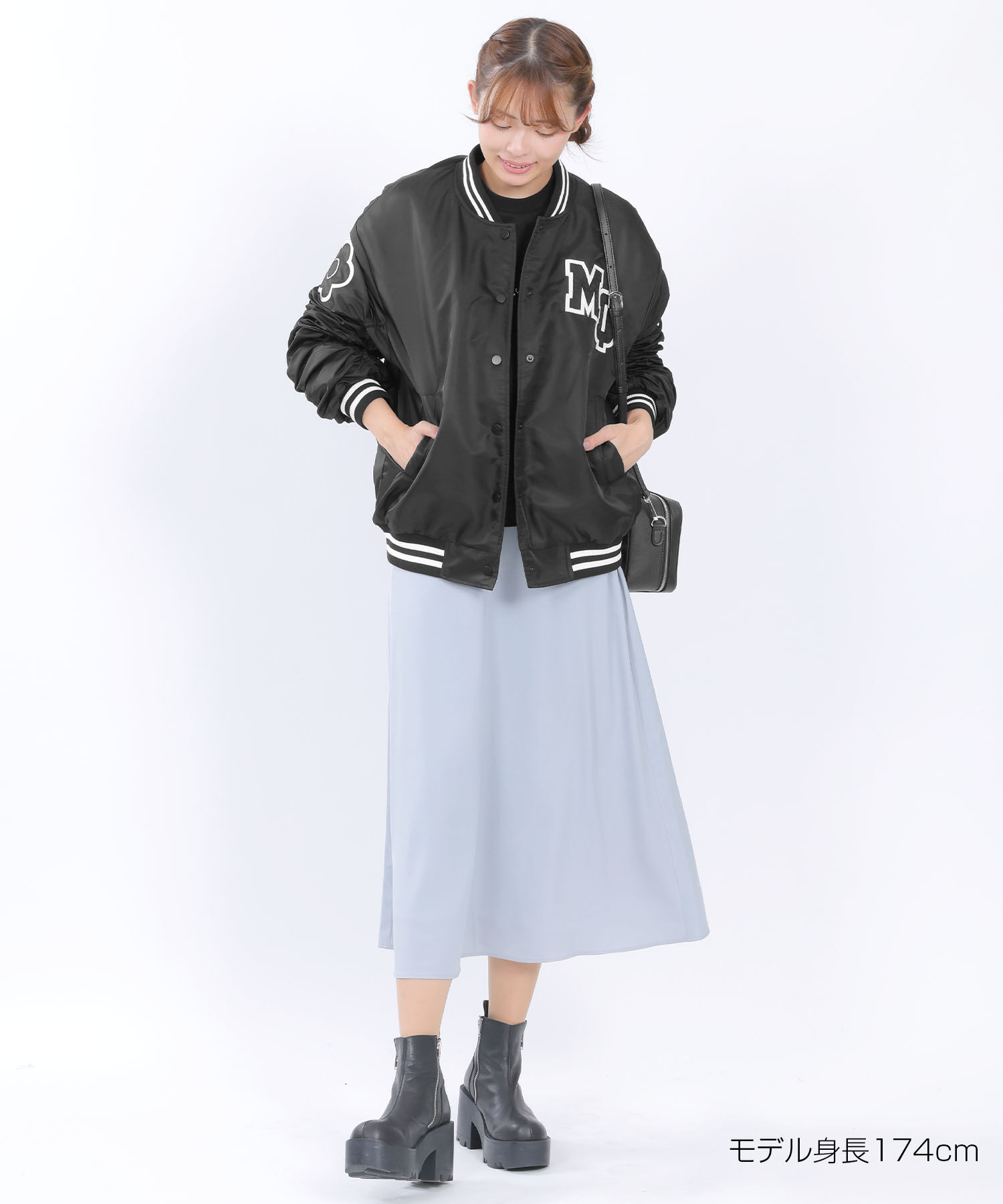 MARY QUANT「ナイロンスタジャン ブルゾン」|ブルゾン・スタジャン|ブラック