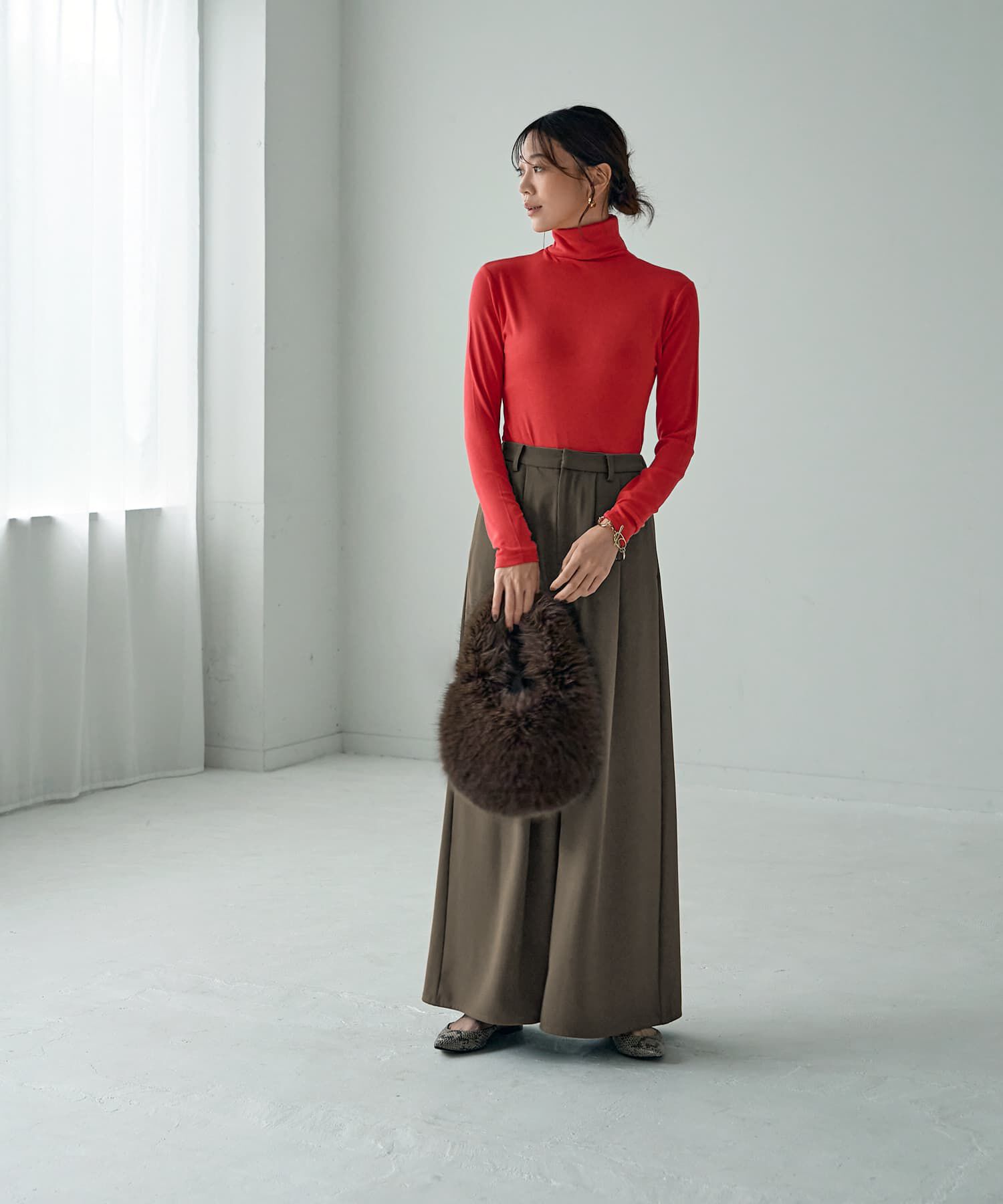 STYLE DELI「とろみ薄リブタートルネックトップス」|Tシャツ・カットソー|