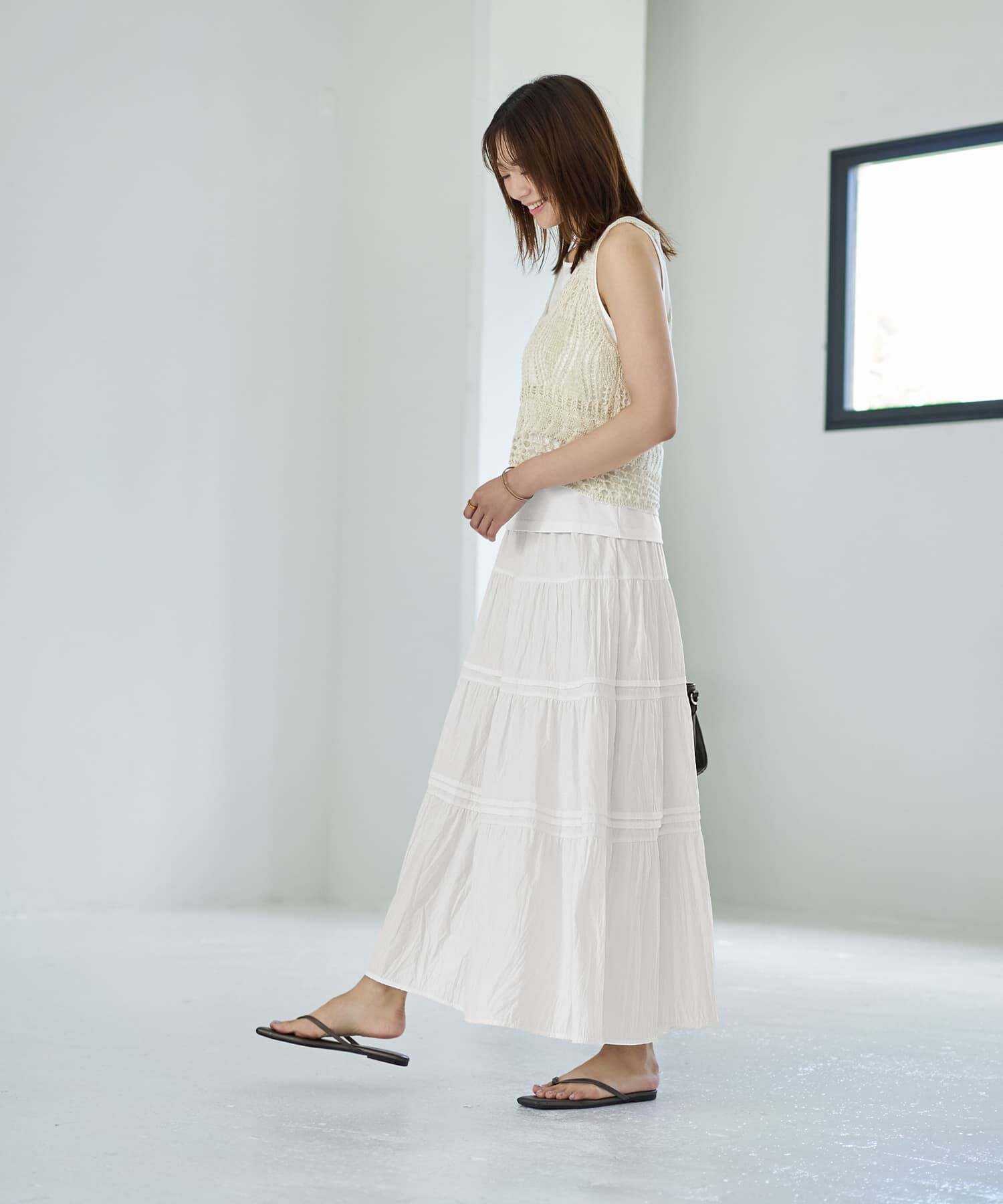 STYLE DELI「コットン質感のタックティアードロングスカート」|スカート|