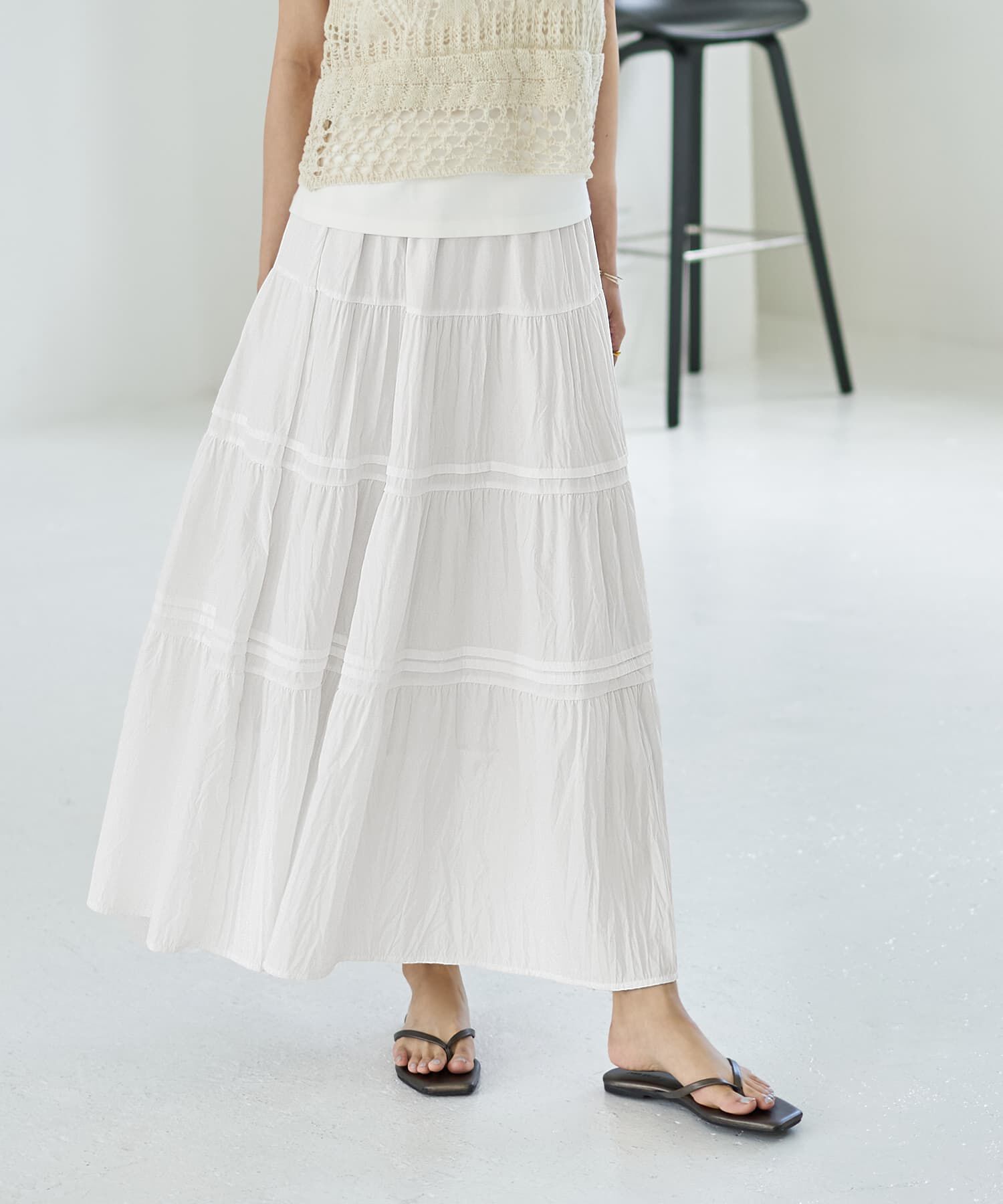 STYLE DELI「コットン質感のタックティアードロングスカート」|スカート|