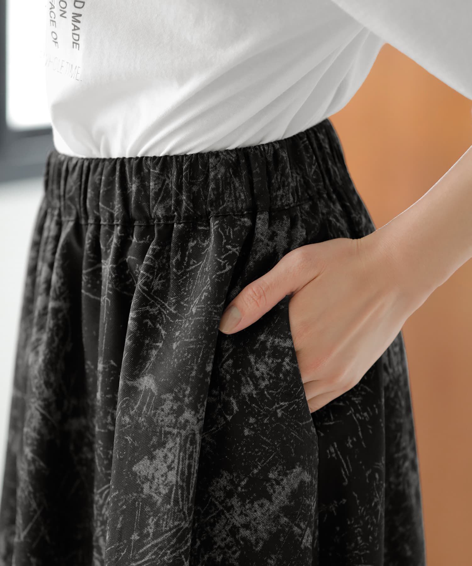 STYLE DELI「エレクトリック柄マキシ丈ギャザースカート」|フレア|