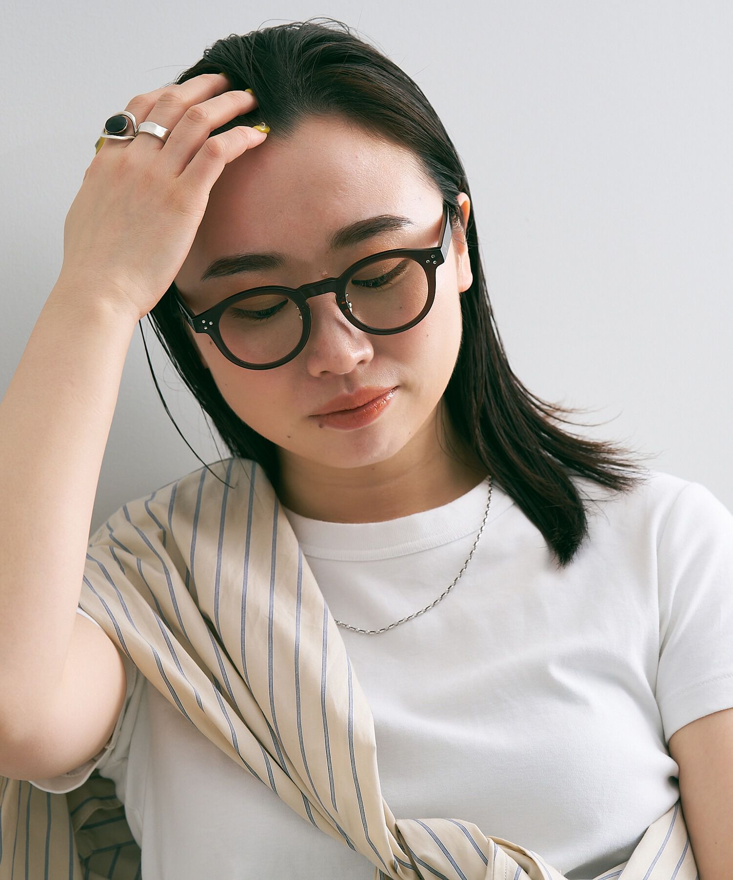  「【WEB限定】ボストン型 クリアレンズサングラス｜黒縁フレーム｜紫外線対策｜Zoff UV (UV100%カット)」|サングラス|ブラウン