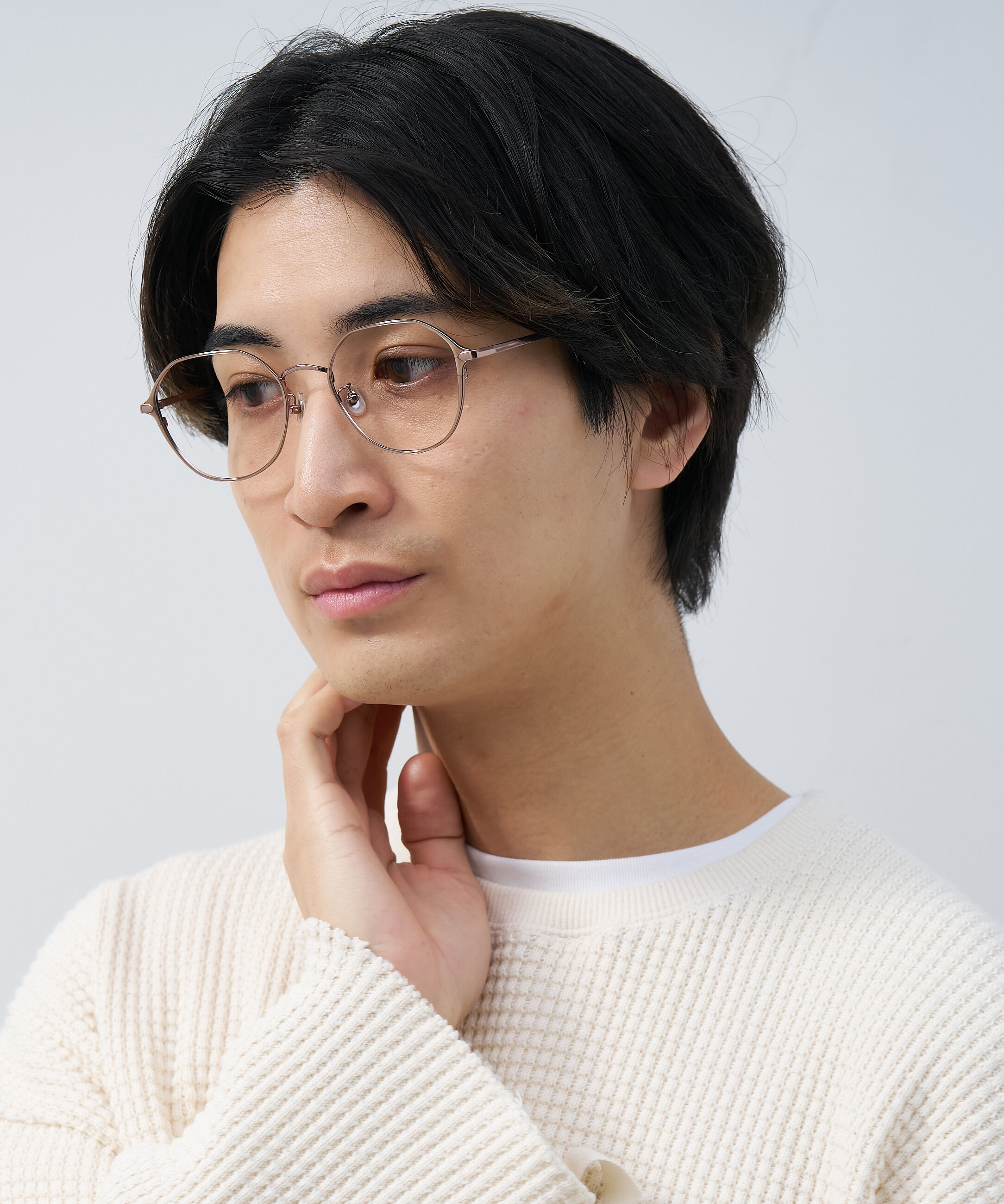  「ウェリントン クラウンパント 華奢なラインで大人可愛いメガネ 大きめサイズ 小顔 メタル レンズ交換券付き」|メガネ|