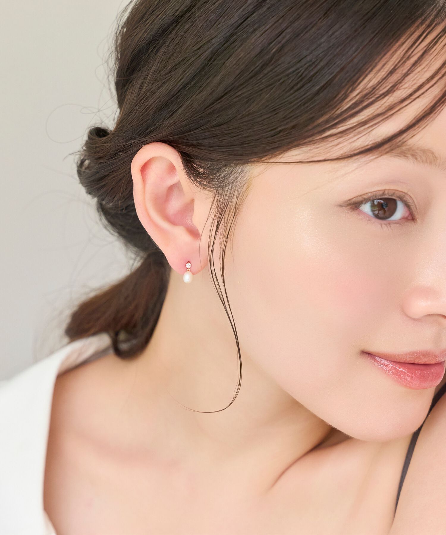 Phoebe「【K10】エリプスパールビジューピアス／BOXつき」|ピアス|