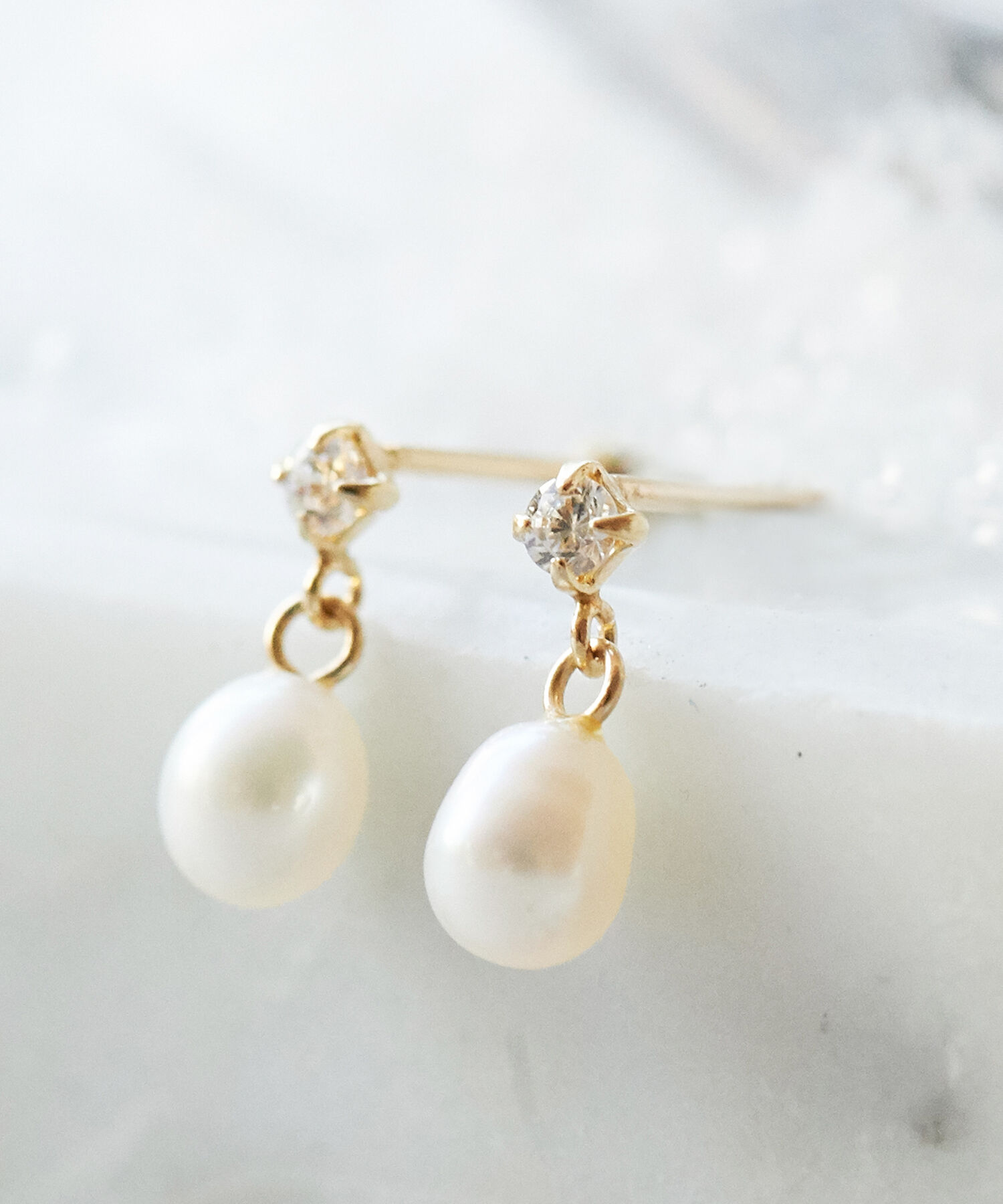 Phoebe「【K10】エリプスパールビジューピアス／BOXつき」|ピアス|