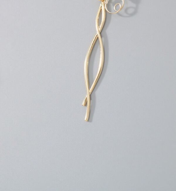 Phoebe「【金属アレルギー対応】【痛くないシリーズ】スウィングクリスタルループフィットイヤリング　ゴールド」|イヤリング|