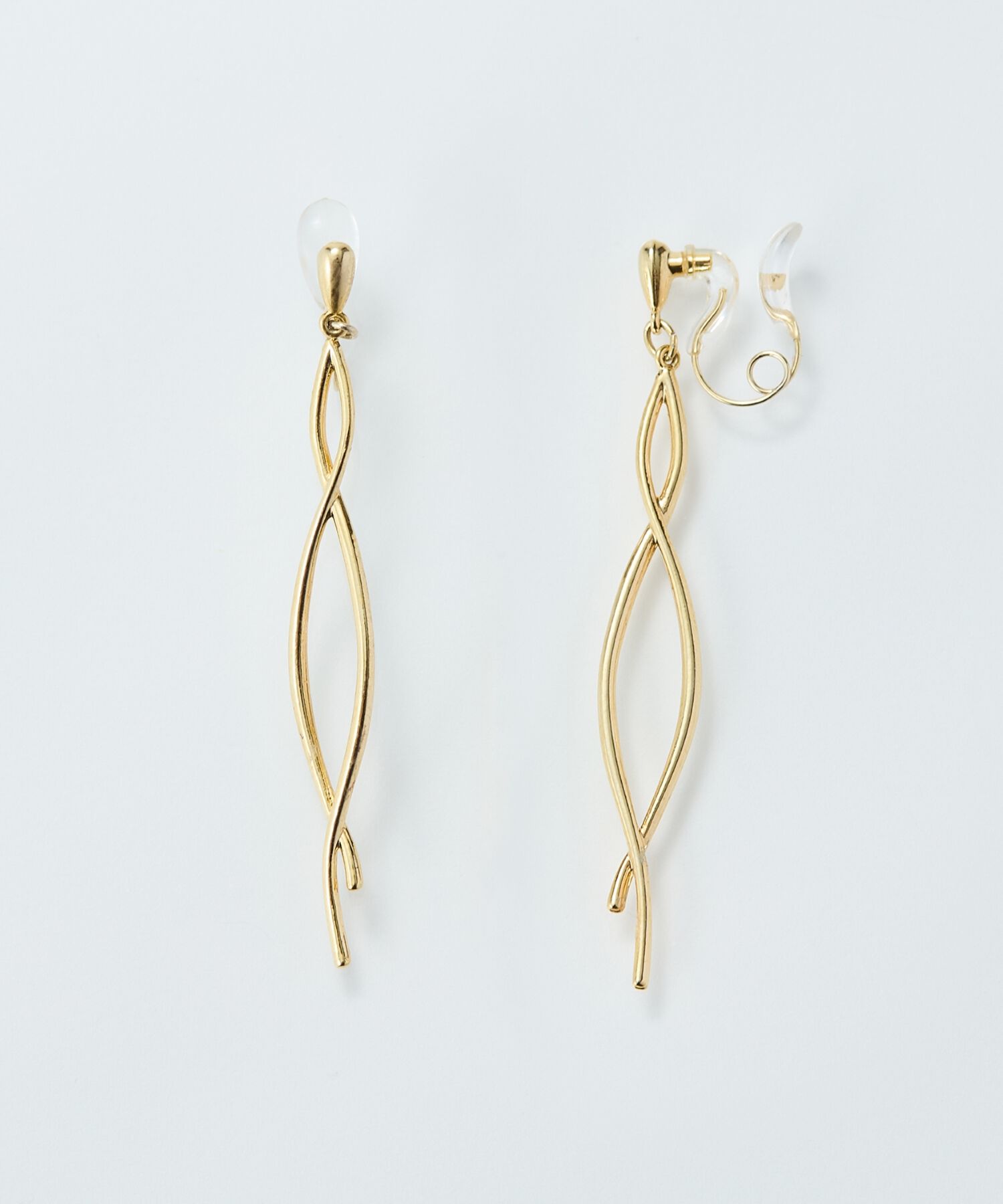 Phoebe「【金属アレルギー対応】【痛くないシリーズ】スウィングクリスタルループフィットイヤリング　ゴールド」|イヤリング|