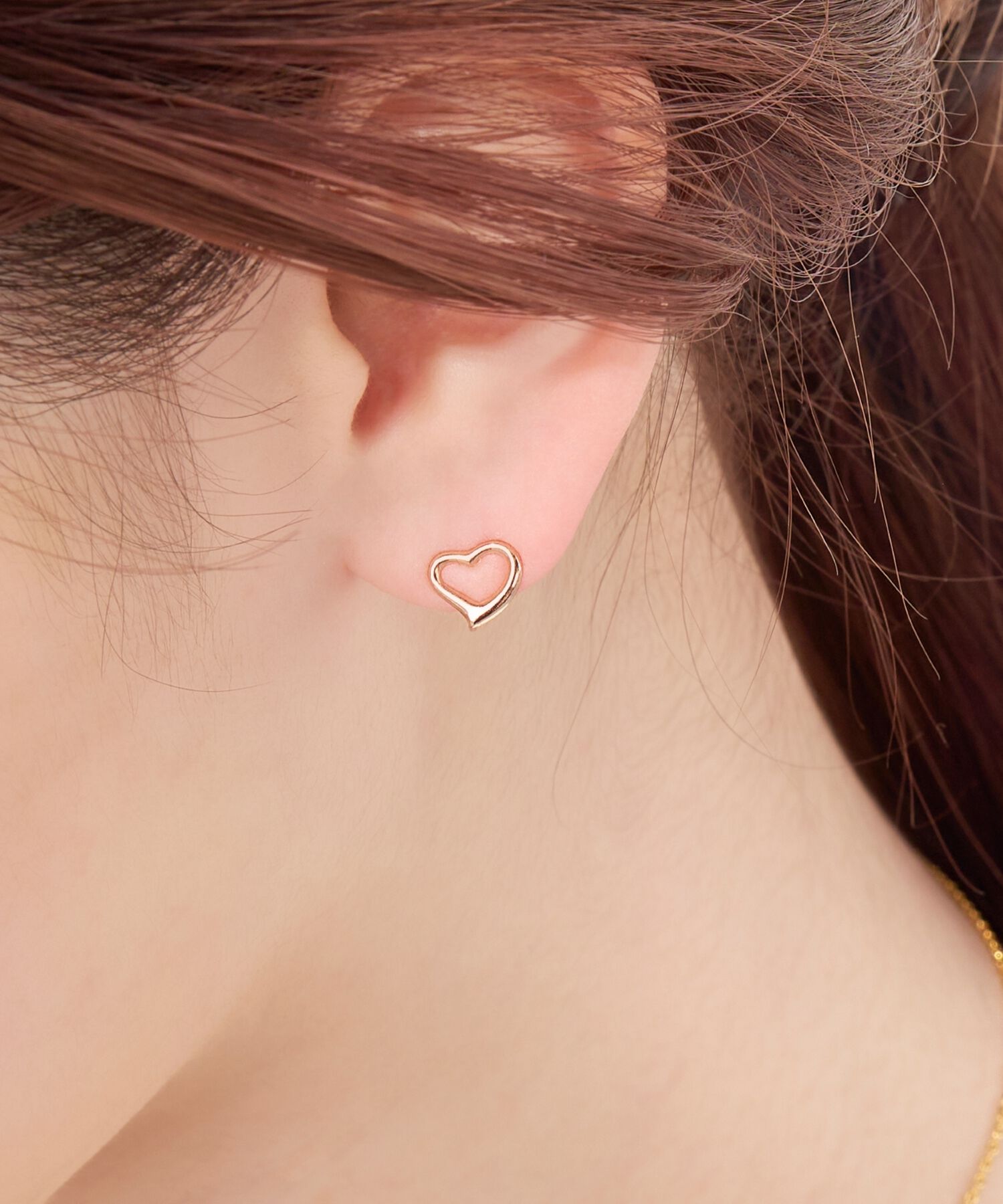 Phoebe「【K10】オープンハートイヤリング　ローズゴールド/BOX付き」|イヤリング|