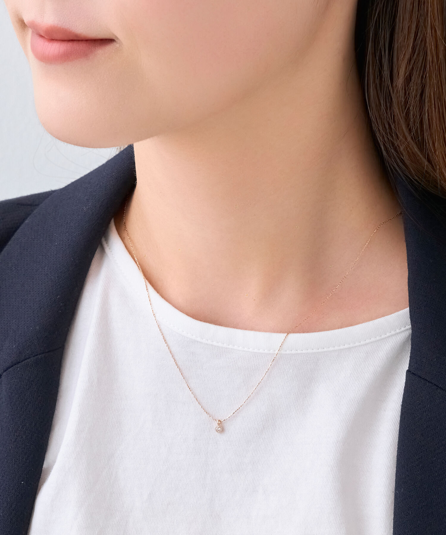 Phoebe「【金属アレルギー対応】シャイニーフチミルネックレス　シャンパンゴールド」|ネックレス|