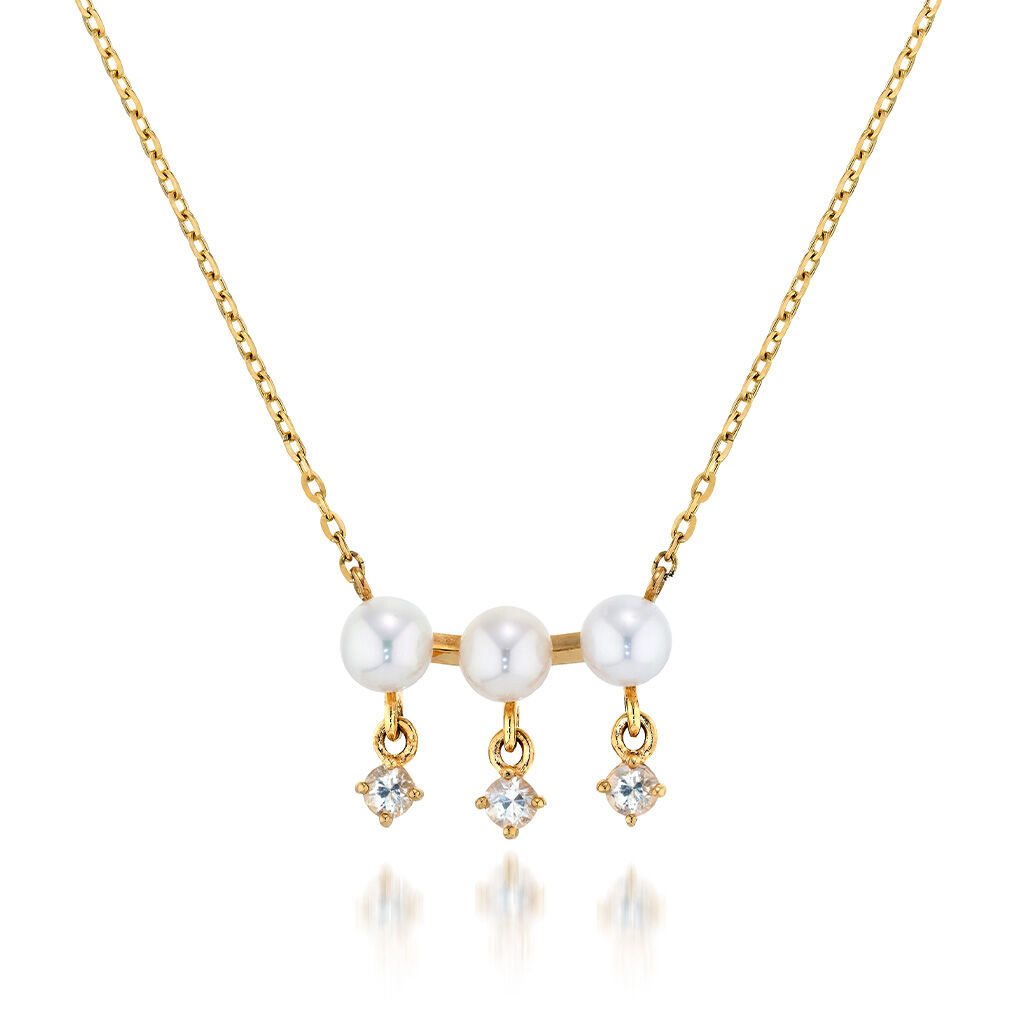 STAR JEWELRY「BABYPEARL＆WHITE SAPPHIRE NECKLACE」|ネックレス|イエローゴールド
