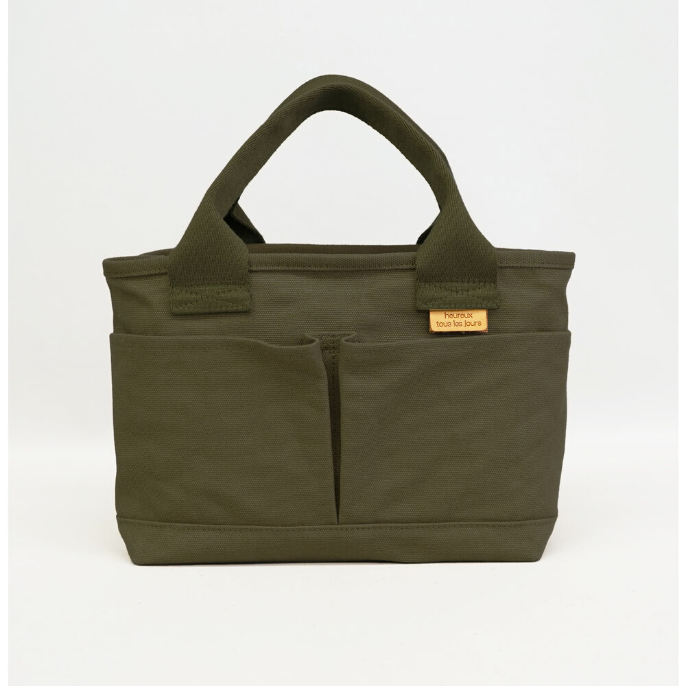 BACKYARD FAMILY「トートバッグ 仕切りあり キャンバス 小さめ 通販 キャンバストート 仕切り 大容量 自立 手提げ」|トートバッグ|グリーン1