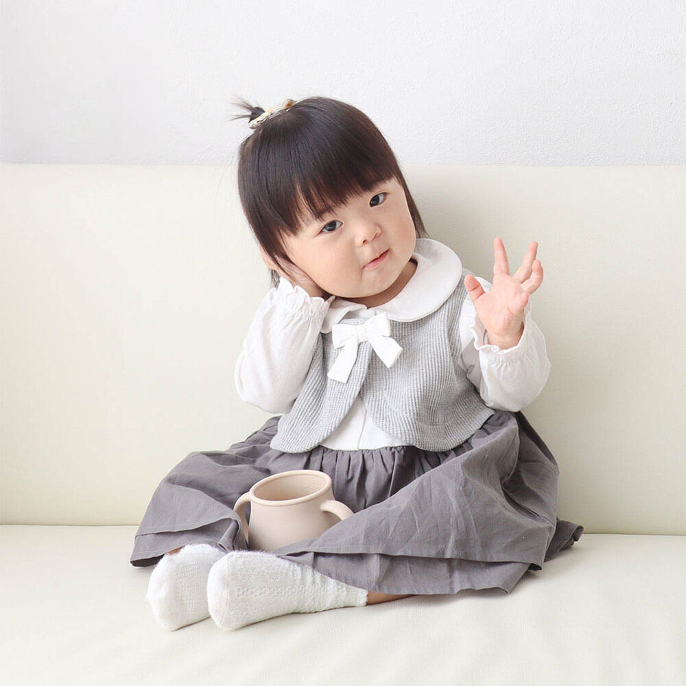 BACKYARD FAMILY「ベビー フォーマル ロンパース 女の子 通販 長袖 ベビーフォーマル 秋冬 春 ボレロ リボン」|その他ベビーウェア|グレー1