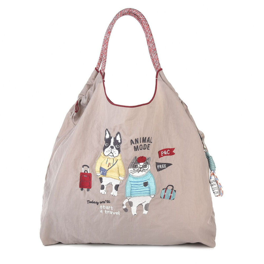 BACKYARD FAMILY「刺繍 ワッシャーバッグ パラコードバッグ アニマル 通販 ワッシャーバック パラコードバック」|トートバッグ|ブラウン1