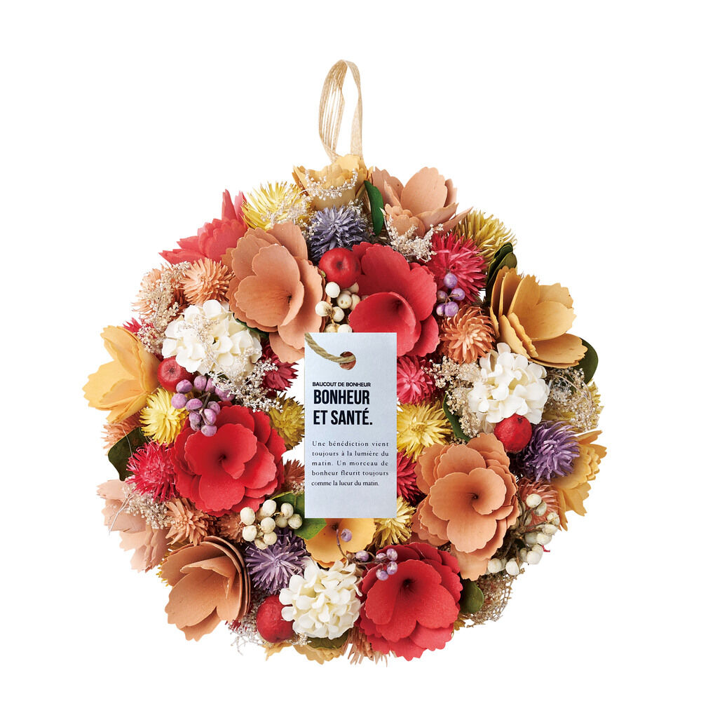 BACKYARD FAMILY「ナチュラル リース Mサイズ 玄関 M 通販 造花 フラワーギフト 飾り フェイクフラワー」|その他|ピンク3