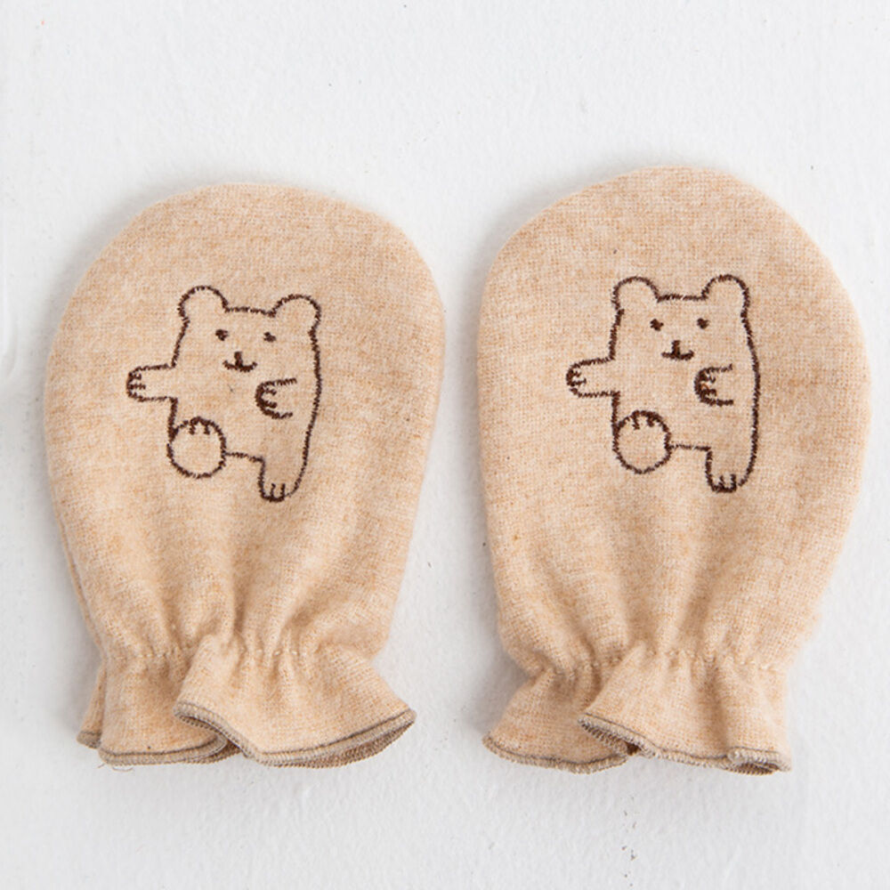 BACKYARD FAMILY「POMPKINS ポプキンズ ミトン オーガニック ベビー 通販 日本製 手袋 てぶくろ 刺しゅう」|その他ベビー用品|ブラウン1