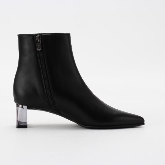 銀座かねまつ「LSFW2562STEBLK 【本革】【防水】アクアベルクリアヒールショートブーツ」|ショートブーツ|