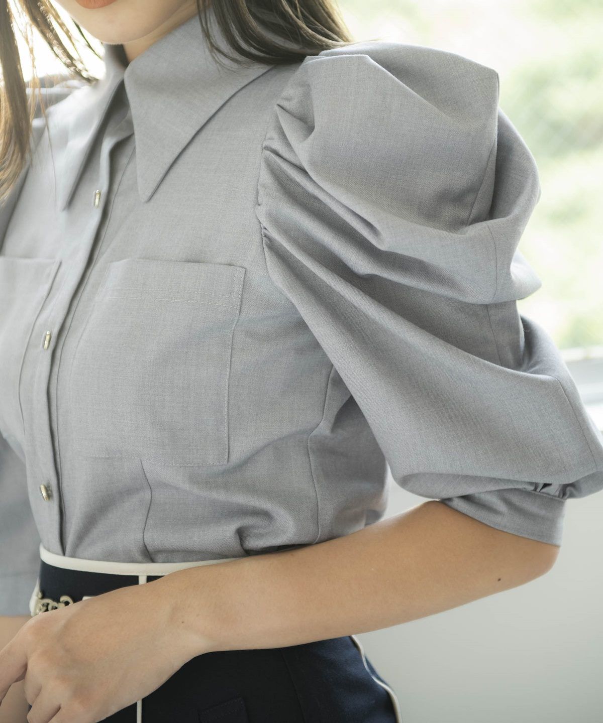 REDYAZEL「パワーショルダー襟付きブラウス」|シャツ・ブラウス|