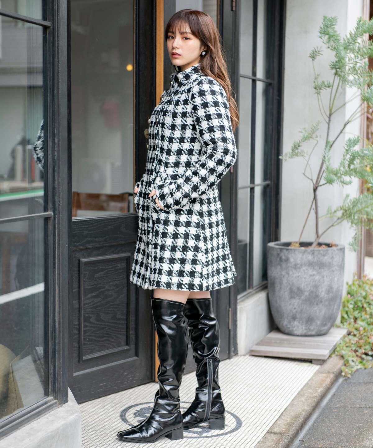 REDYAZEL「ファンシーツイードダブルボタンコート」|その他|