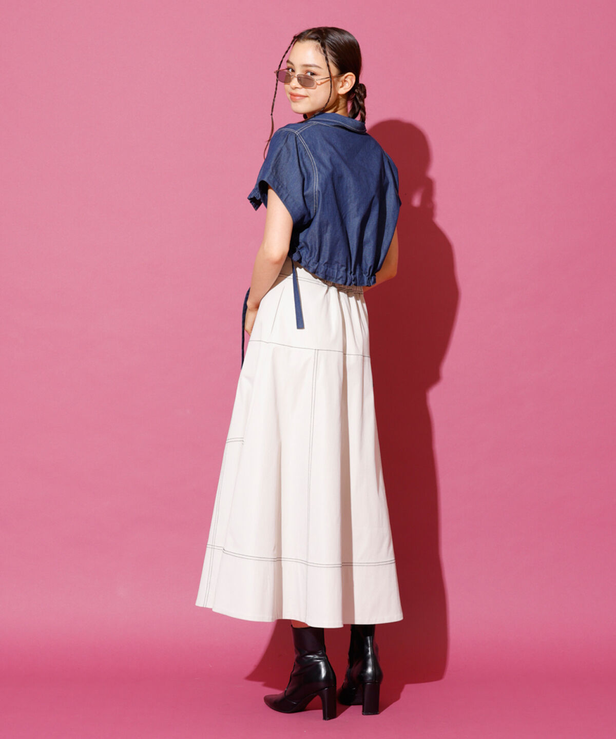 REDYAZEL「配色ステッチフレアスカート」|フレア|