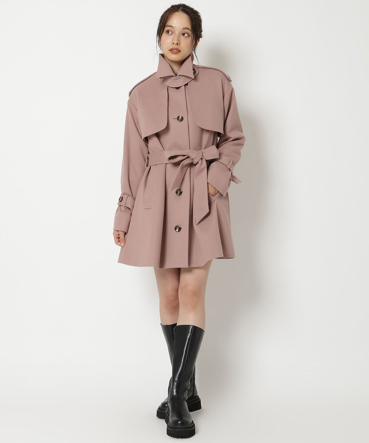 REDYAZEL「スタンドカラーショートコート」|ステンカラーコート|