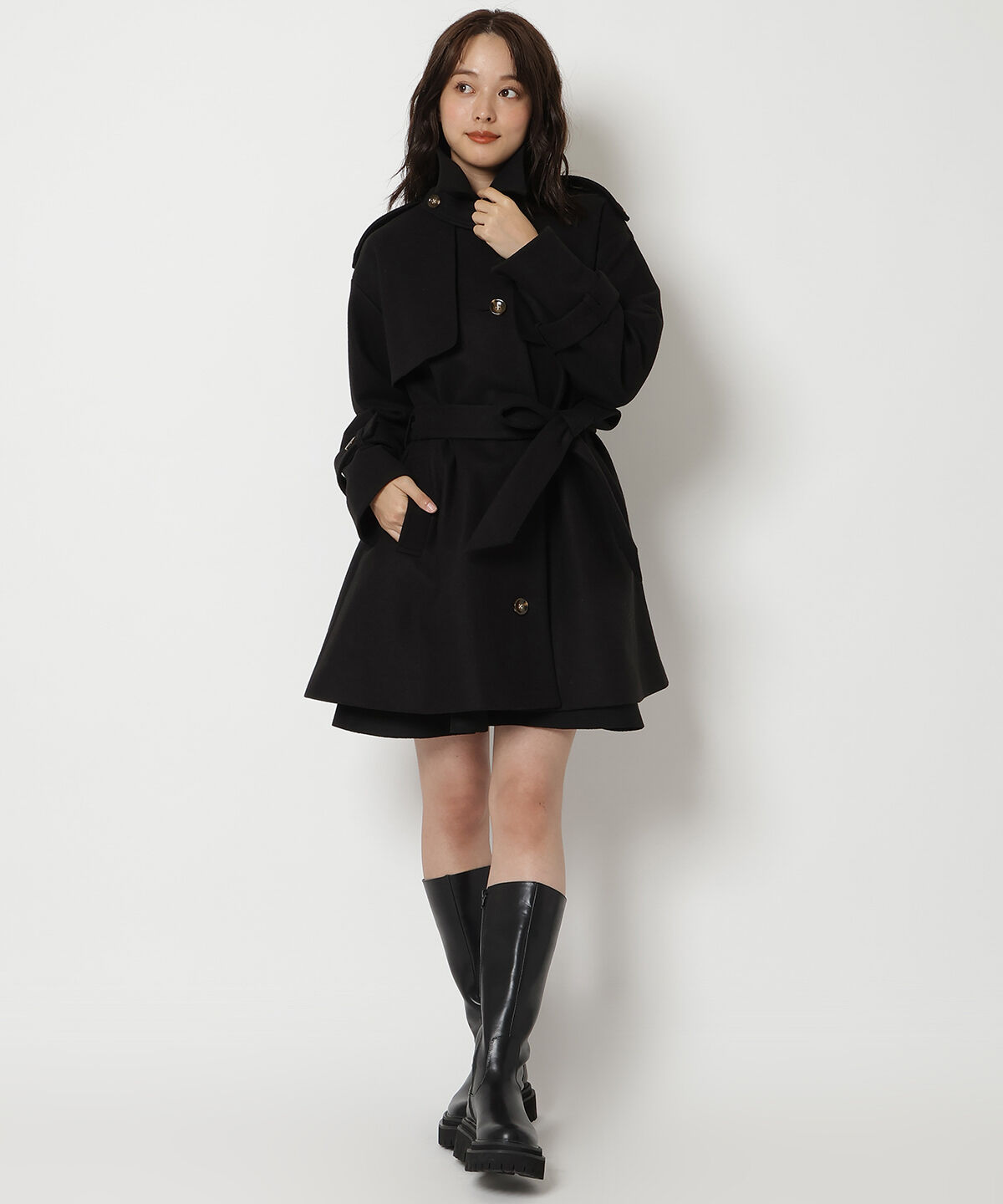 REDYAZEL「スタンドカラーショートコート」|ステンカラーコート|