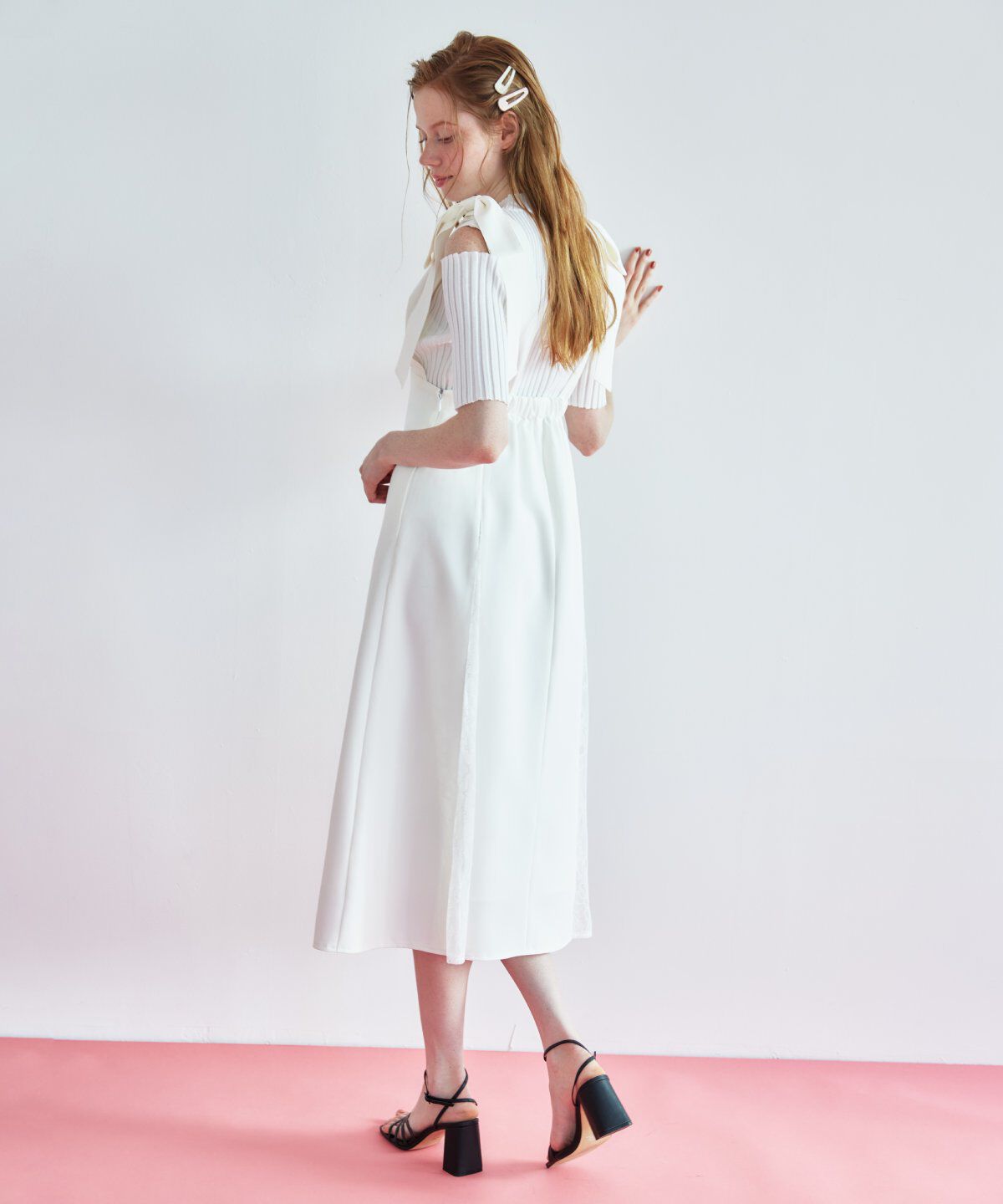 REDYAZEL「オープンショルダーラメリブニット」|ニット・セーター|