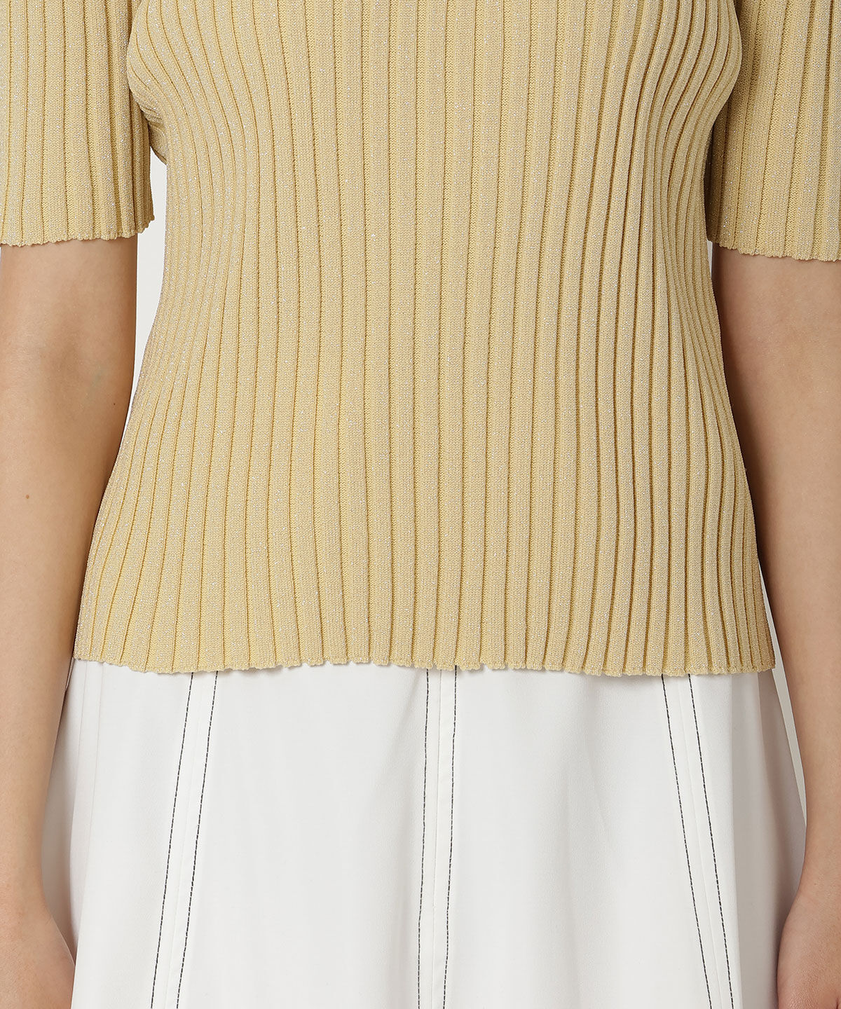 REDYAZEL「オープンショルダーラメリブニット」|ニット・セーター|