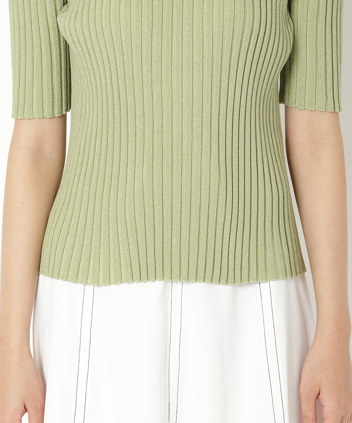 REDYAZEL「オープンショルダーラメリブニット」|ニット・セーター|